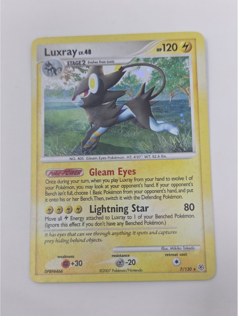 Pokémon Luxray 7/130 Diamond & Pearl 2007 Holo Rare Lightning Type Card